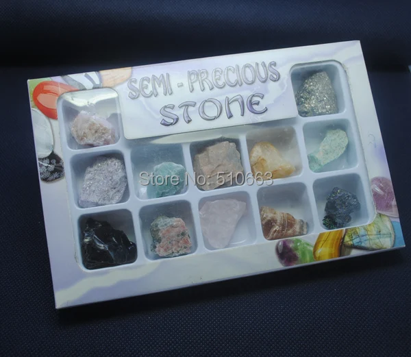 

1 Box = 12 Pieces/Lot Nature Raw Rough Stone Craft Set For Charms Fashion Jewelry Beads Collection Size 25-30mm