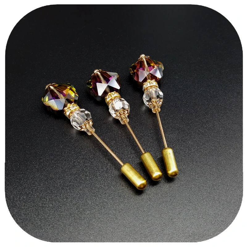 Трендовый фиолетовый кристалл в форме цветка бусина длинный игольчатый штифт