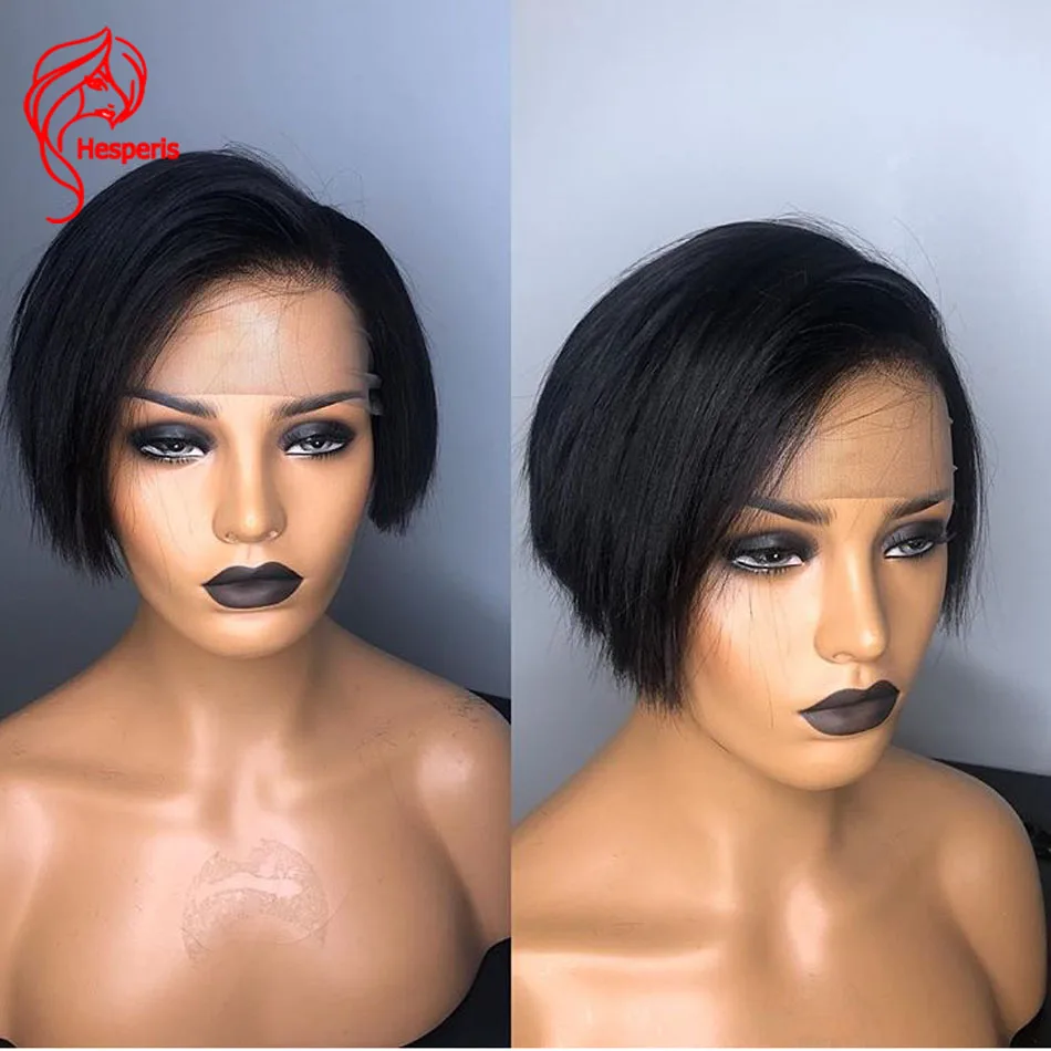 Hesperis 13x6 парики на шнурках спереди предварительно сорванные короткие парики Pixue Cut Bob бразильские волосы Remy на кружеве человеческие волосы парики с волосами младенца