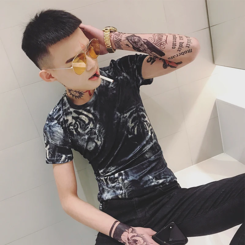 Мужские футболки с леопардовым принтом мужская одежда золотого цвета коллекция