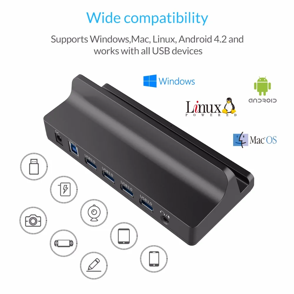 ORICO Универсальный Micro USB зарядное устройство док-станция 4 USB3.0 Настольный 2 порта зарядки аудио разъем для samsung huawei Xiaomi Tablet