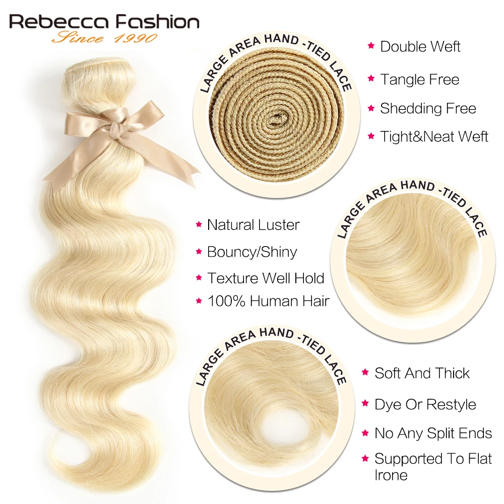 Модные перуанские волнистые человеческие волосы Rebecca пучки с застежкой 613 блонд
