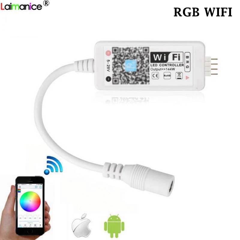 DC 5V 12V 24V Мини wifi led контроллер 16 миллионов цветов управление музыкой Wifi RGB/RGBW для