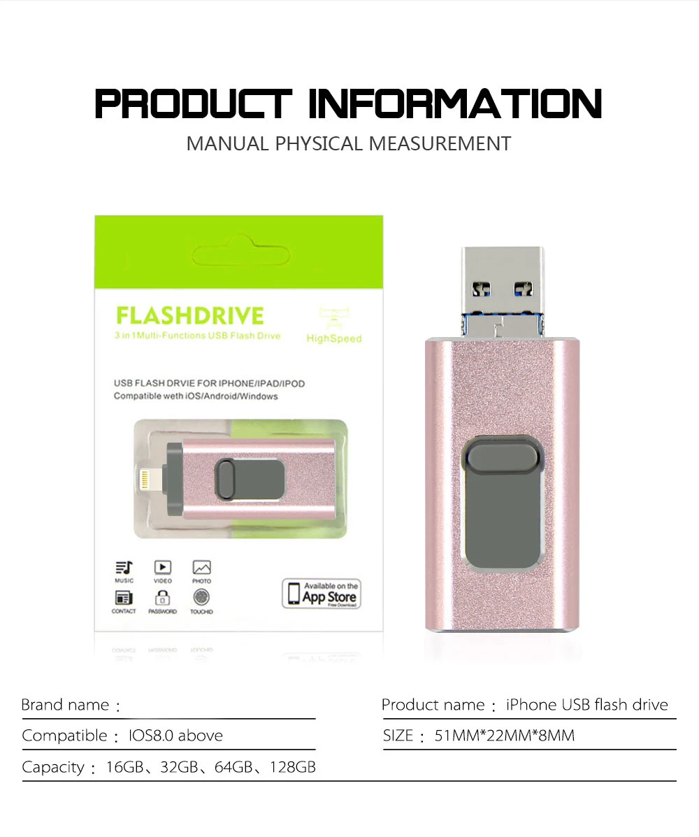 Горячий U диск 3 в 1 Флешка 32 ГБ usb флэш-накопитель 128 ГБ флеш-накопитель 68 ГБ USB флешка для iPhone