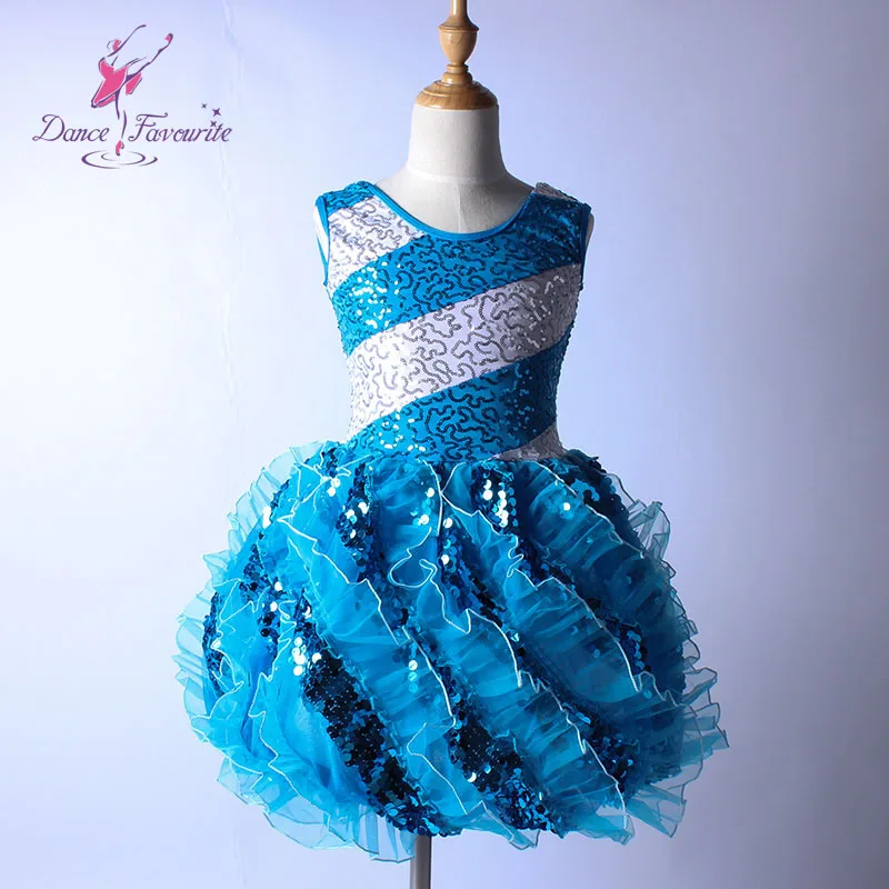 Rose Red/Blue Ballet Dance Wear Skirt With Ruffle Sequin Top Tutu For Little Ballarina Stage | Тематическая одежда и