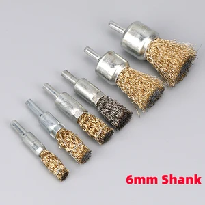 1 шт. Профессиональный 6 мм хвостовик медное покрытие нержавеющая сталь щетки колеса провода шлифовальный инструмент вращающийся инструмент шатун полировальная щетка