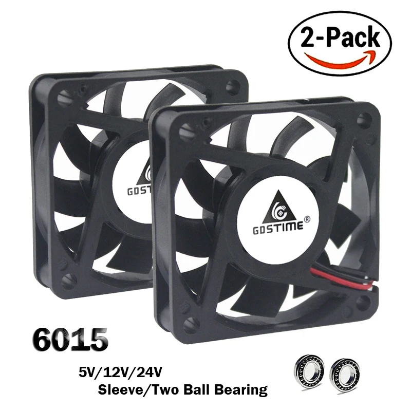 2PCS Gdstime 60mm 6015 5v 12v 24v DC Cooling Heatsink Fan 6015 60 x 60 x 15mm 12V 2PIN USB PC Laptop Computer Cooler Fan 5pcs lot gdstime 6015 2pin 60mm 60 60x15mm 12v dc computer cpu cooling fan 6cm cooler