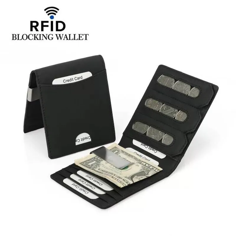 Rfid блокирующий держатель для кредитных карт кошелек из натуральной кожи деловой