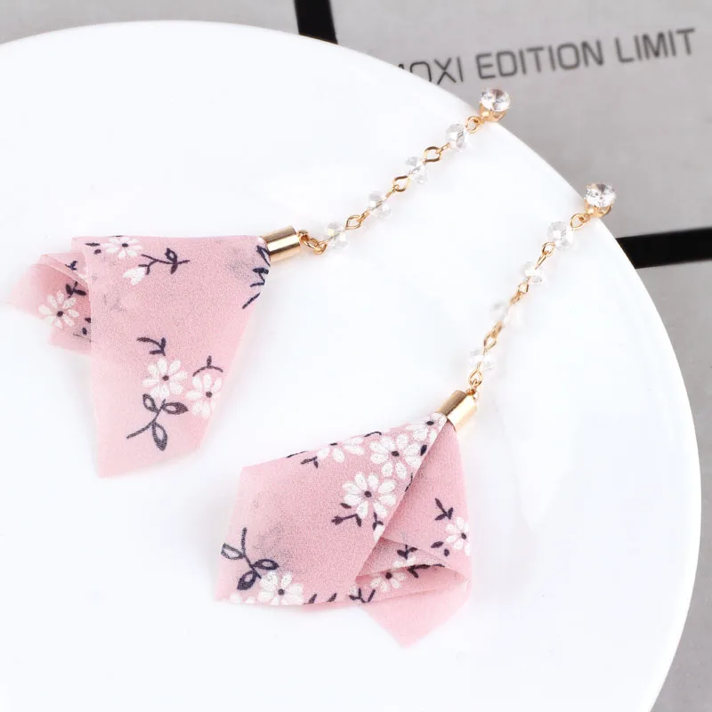 DIY earring material holiday sweet chiffon flower tassel home-made earrings headdress accessories pendant | Украшения и