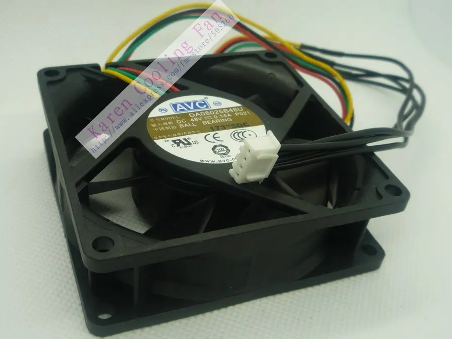 AVC 8 см DA08025B48U 48В 0.14A 8025 4-проводной кулер для процессора радиатор осевой вентилятор