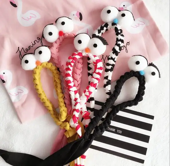 Korean kids small fresh elastic hair bands fashion girl ribbon cute big eyes cartoon print accessories | Детская одежда и обувь