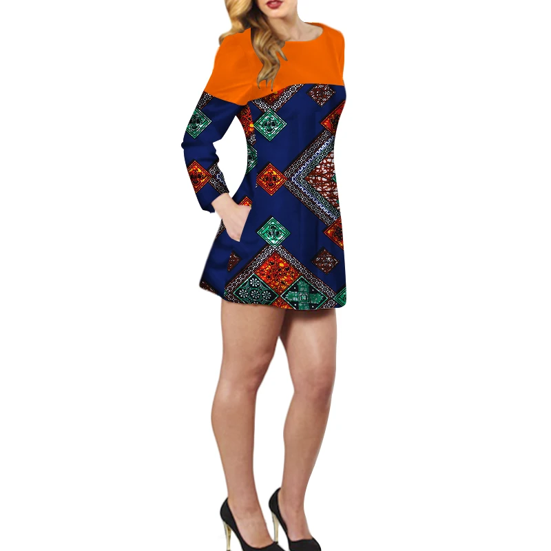 Женские африканские платья в стиле Дашики 2018 с длинными рукавами африканском