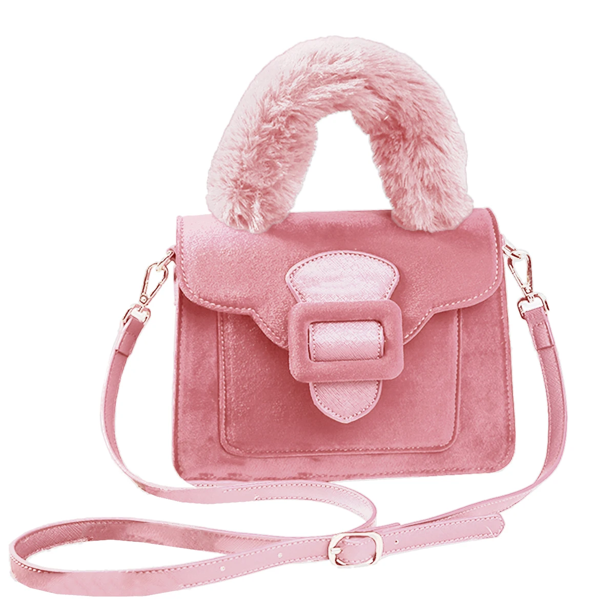 Pink Coofit сумка из искусственного меха сумка из норки на ремне женская модная сумка с откидной крышкой сумка-мессенджер Женская Роскошная сумка с верхней ручкой - Цвет: Pink
