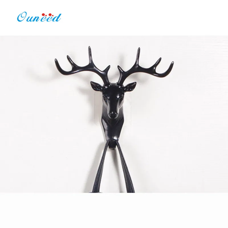Ouneed самоклеящаяся вешалка с головой оленя крючок для сумок ключей тканевый