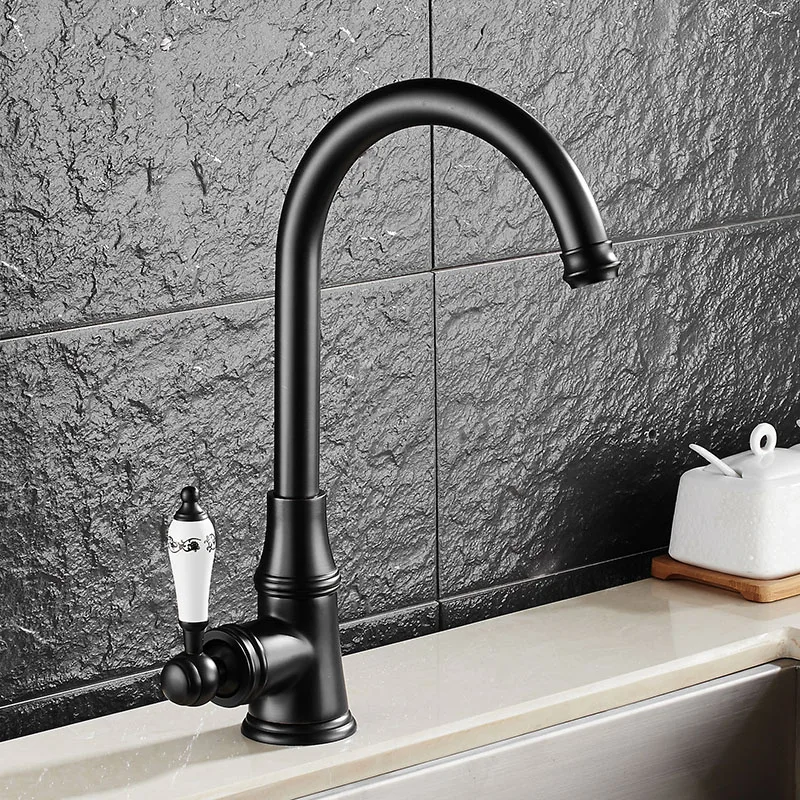 

360 rotate Oil Rubbed Black Bronze Deck Mounted Kitchen Faucets Torneira Handle Swivel Sink Lavatory Faucets,Mixers Taps