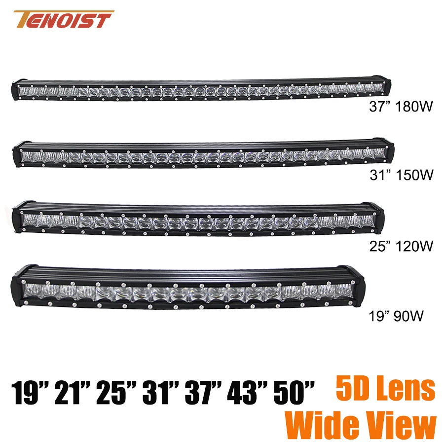 

Super Bright 5D Lens Wide View 19" 21" 25" 31" 37" 43" 50" LED Straight Curved Light Bar For Car SUV BUS Truck Boat 12V 24V