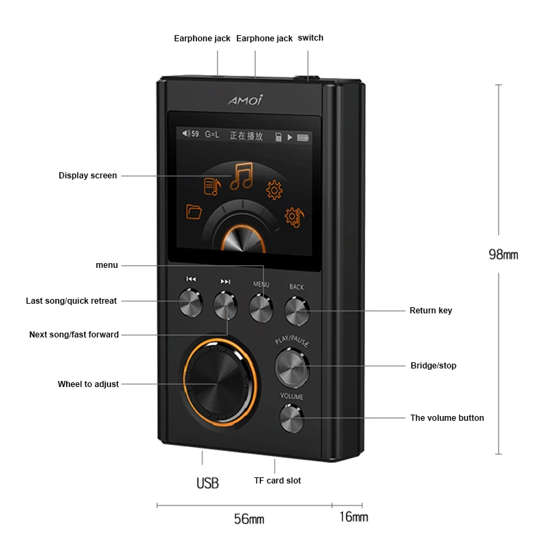 AMOI X10 MP3 плеер обновленная версия HIFI Lossless DSD музыкальный Sports Walkman|MP3-плееры| |