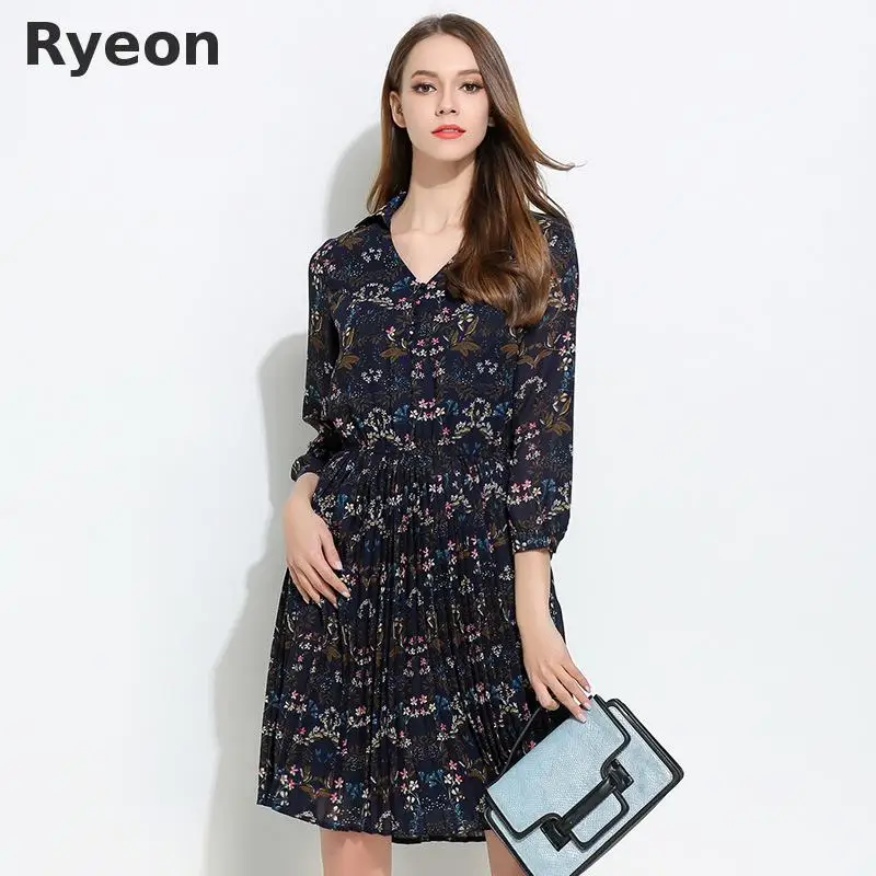 Ryeon Xl Для 5xl Богемной Печати Dress Большой Размер Цветочные Printing Three Четверти До