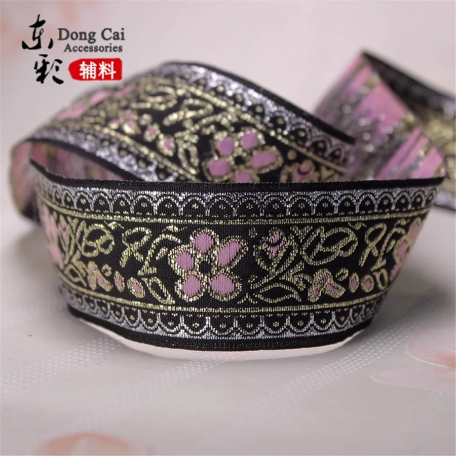 Китайские ленты 10 ярдов * 3 5 см цифровая жаккардовая Цветочная лента с вышивкой