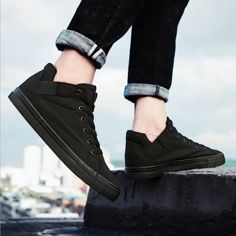 Brand All Black / White Men's Casual Shoes Breathable Canvas Man Lace up flats Sneakers Men Fashion High Top HH-67 |