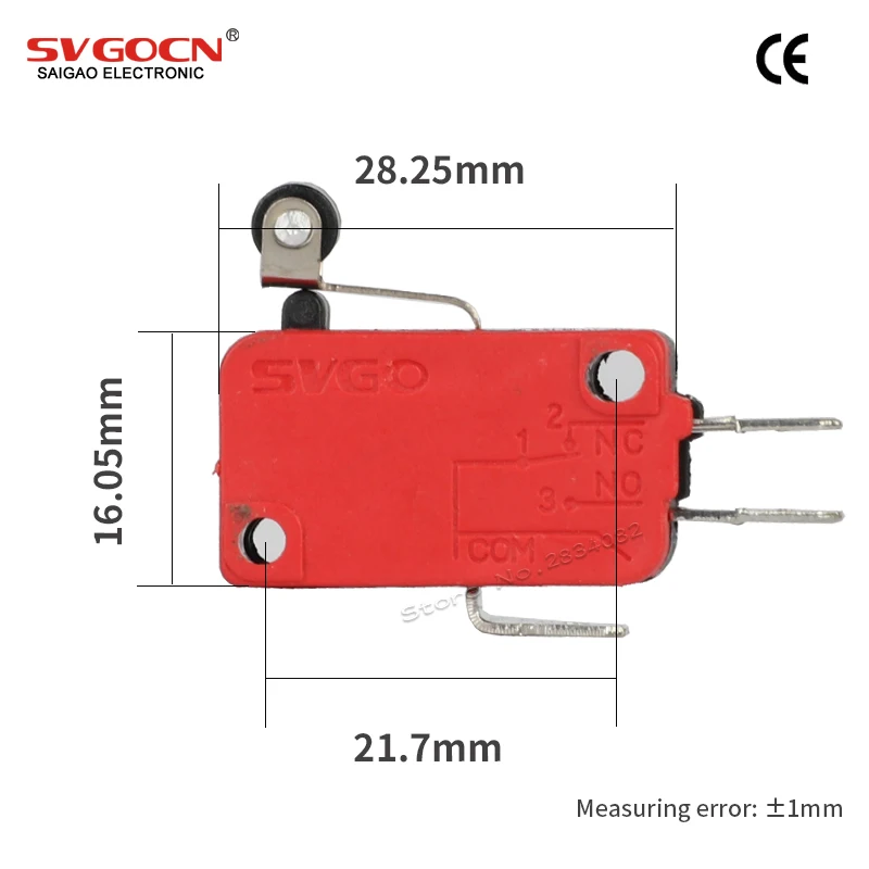 3 16A 250VAC Длинный рычаг мини мгновенный ролик микро переключатель 1NONC pin концевой