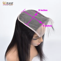 transparent lace closures straight 6x6 big swiss lace closure pre plucked with baby hair peruvian human hair black for women