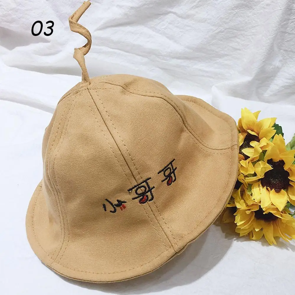03 Khaki Hat Sparsil детское ведро шляпы милые буквы кепки с вышивкой От 1 до 3 лет мальчиков и девочек весна сплошной цвет шляпа от солнца с эластичной веревкой - Цвет: 03 Khaki Hat