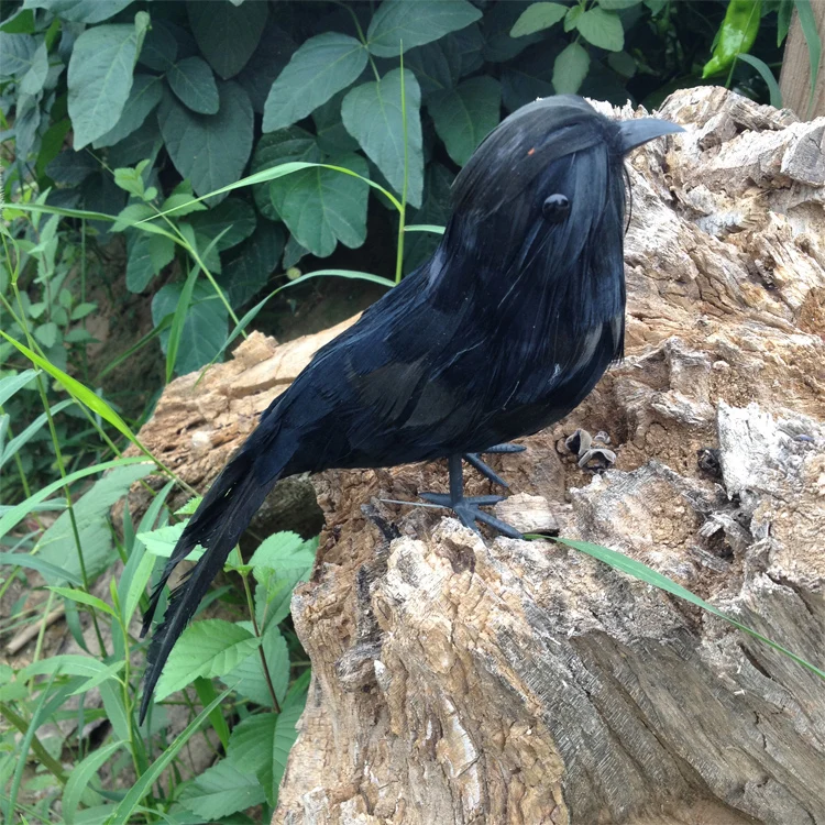 

15cm artifical bird black crow feathers bird,polyethylene&furs handicraft garden decoration toy gift a1950