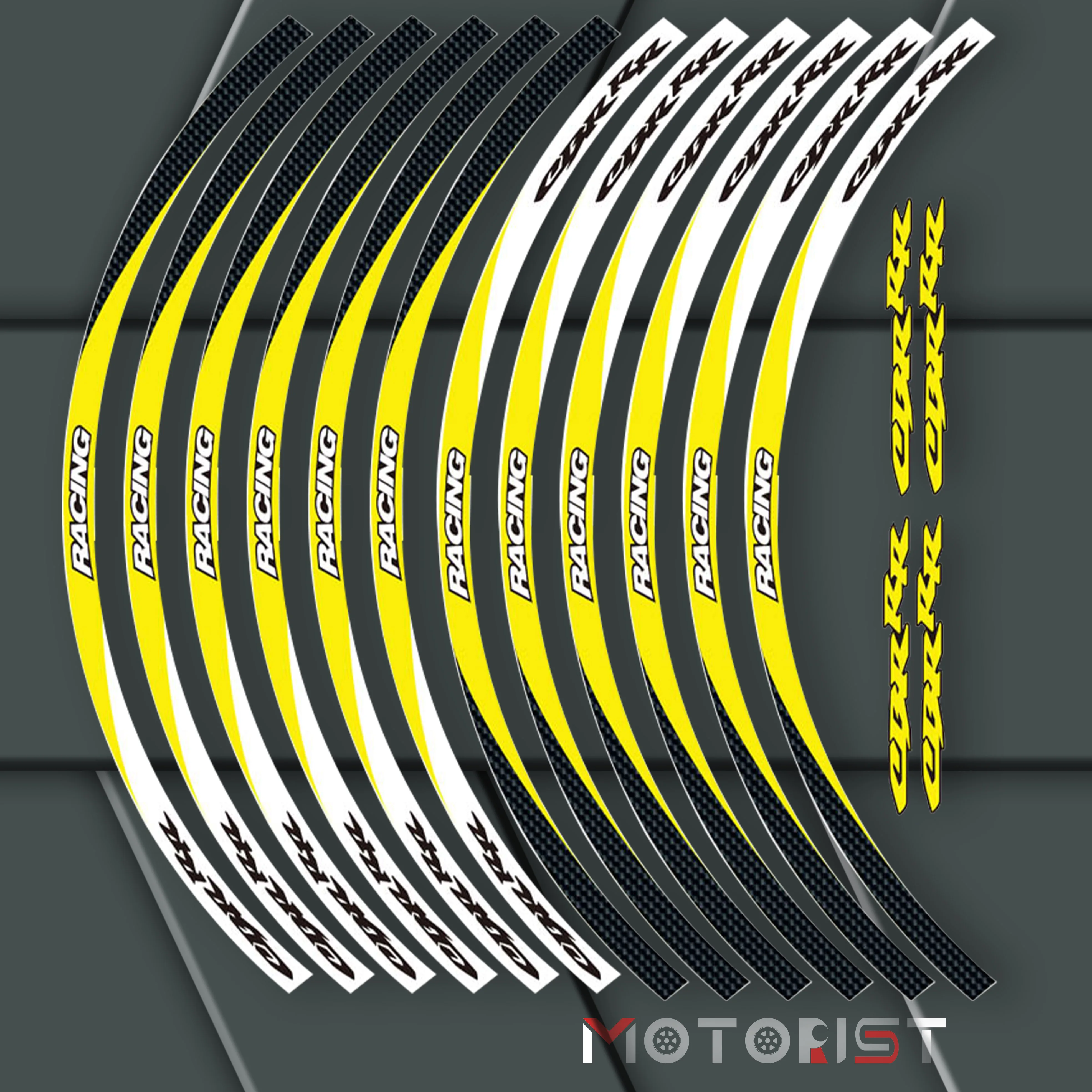 

a set of 12pcs high quality motorcycle wheel decals waterproof Reflective stickers rim stripes For Honda CBRRR