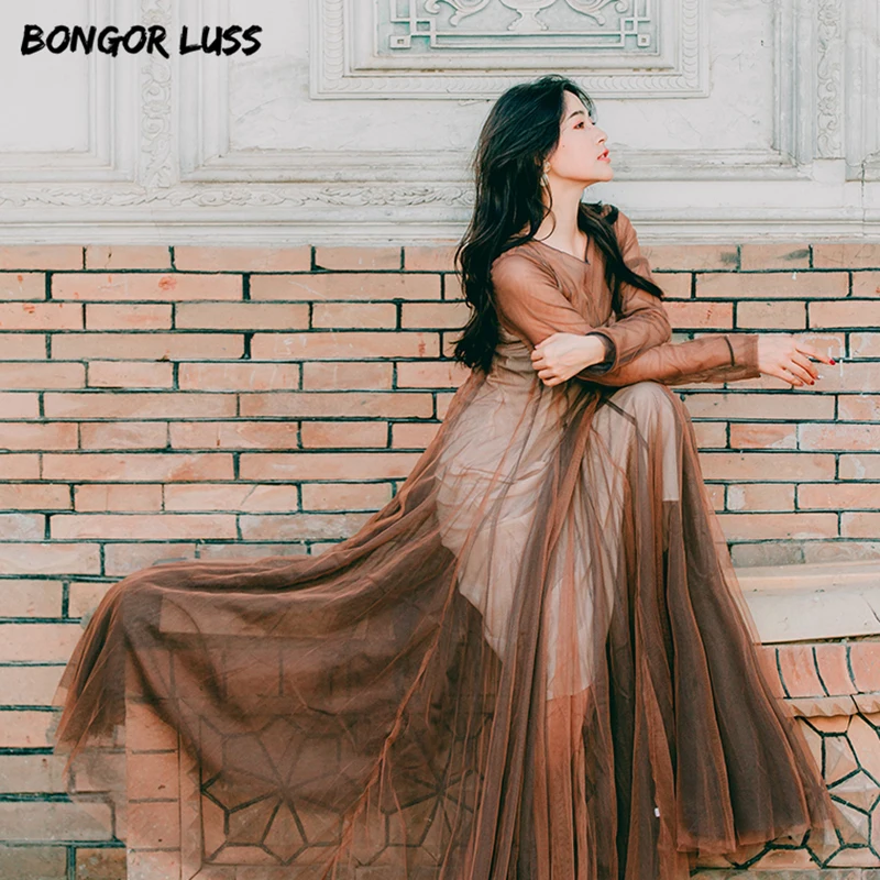 BONGOR LUSS 2019 Новое весеннее Сетчатое женское платье летнее повседневное в стиле