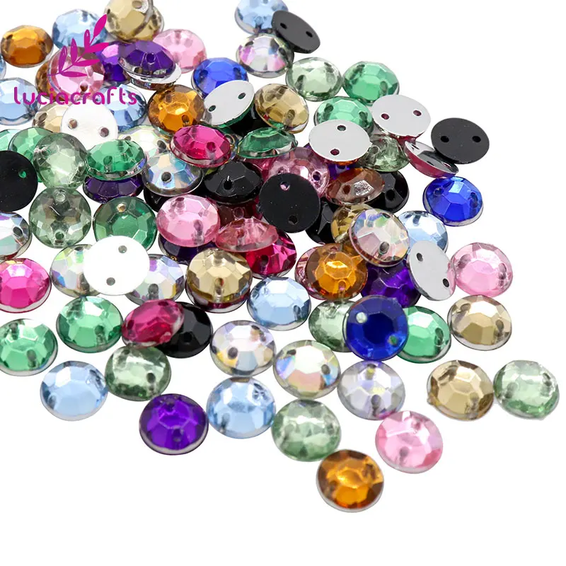 SALE 50/100pcs Acrylic Flat Back Sew On Rhinestone 2 Holes 8mm Crystal Beads Sewing D1101 | Дом и сад