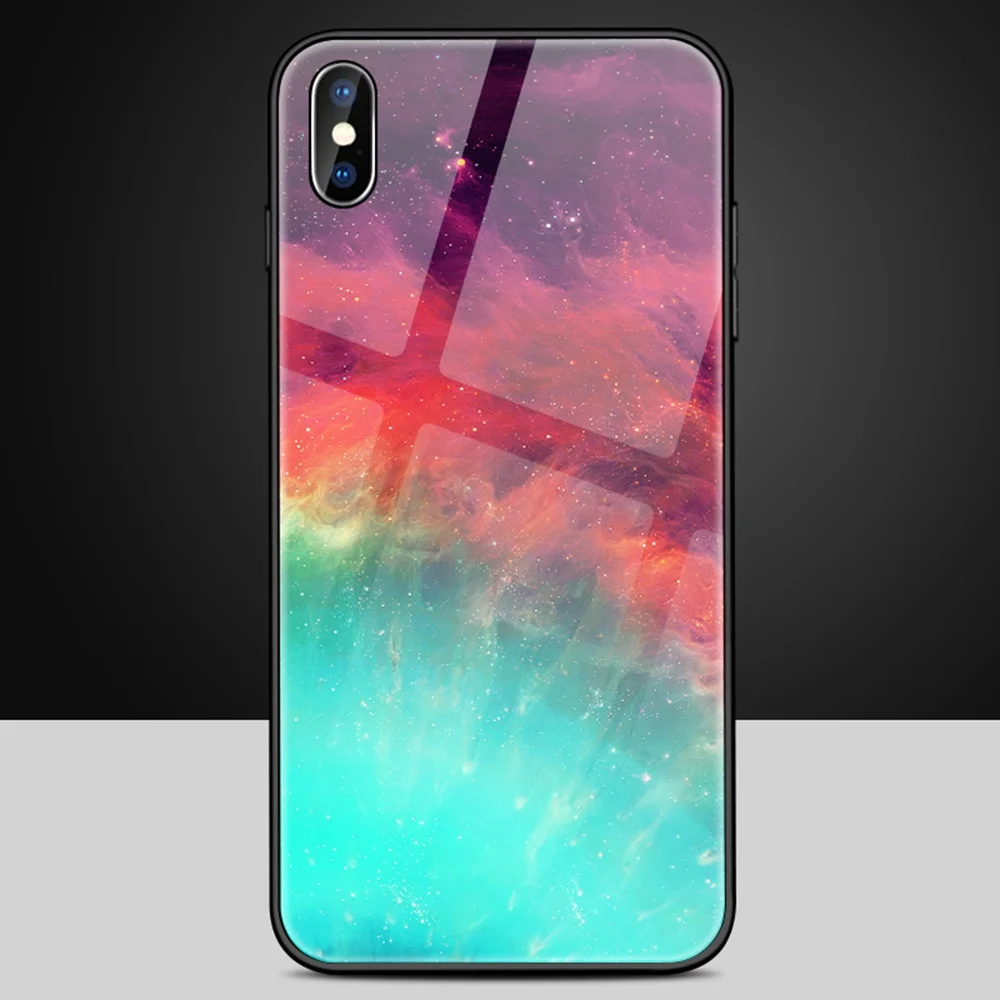 2 Heyytle чехол из закаленного стекла для iPhone 8, 7 Plus, 6, 6 s, Космический Чехол s, чехол с мягкими краями для iPhone XS Max, XR, X, чехол с рисунком звездного неба - Цвет: 2