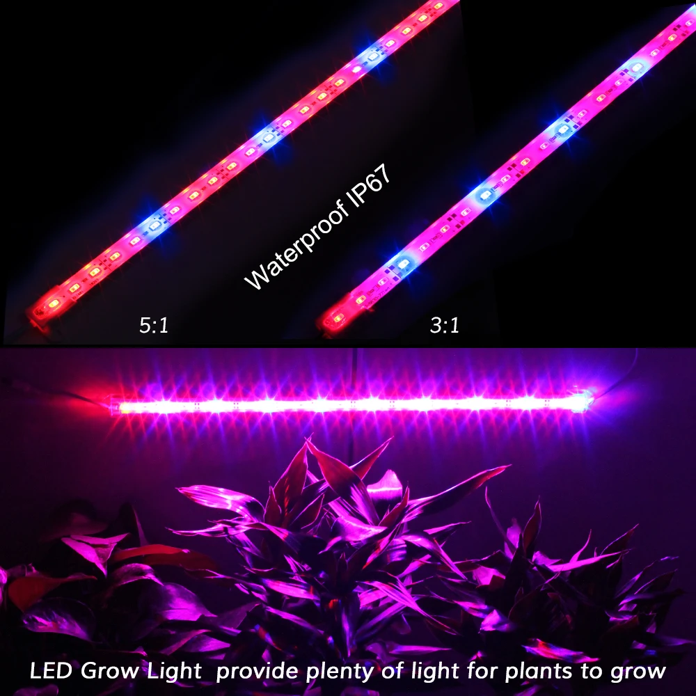 2 шт. LED Grow Light IP67 Водонепроницаемый 50 см с штепсельной вилкой постоянного тока Bar