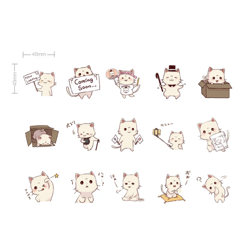 45pcs/lot white cat mini paper sticker decoration stickers DIY for craft ablum diary scrapbooking planner kawaii label | Дом и сад