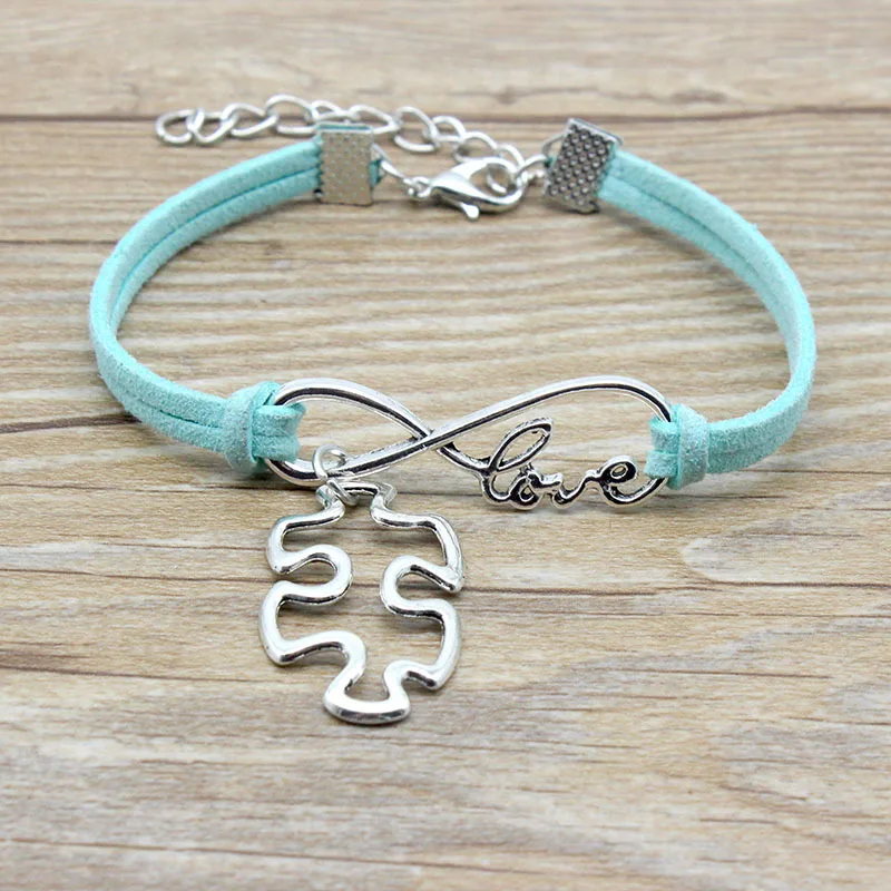 Новинка 2019 античный серебряный пазл в форме аутизма бесконечность символ любви