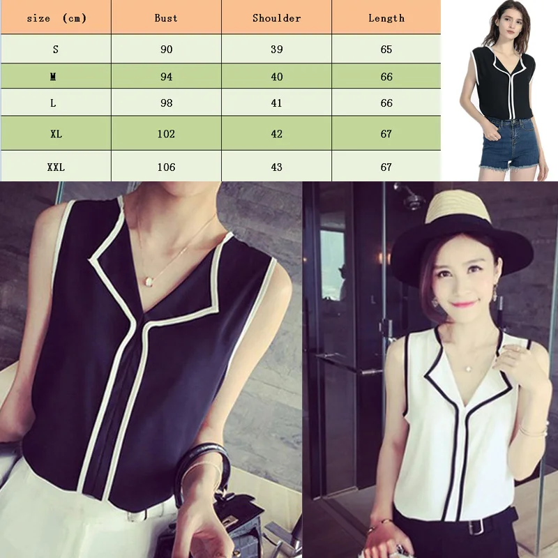 

2019 New Style Patchwork Fashion Women Summer Vest Top Sleeveless Chiffon Blouse V Neck Sleeveless Top