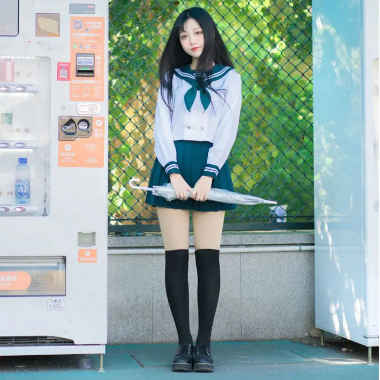 Японская Униформа морской моряк костюм для женщин Кансай студентов с длинным