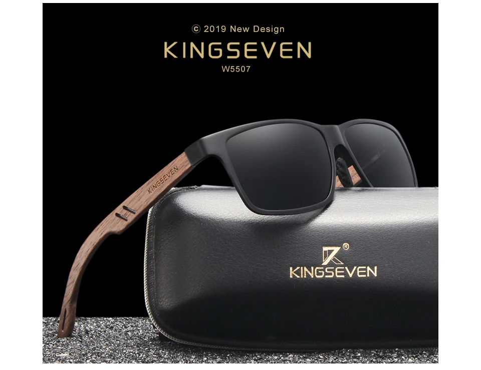 KINGSEVEN поляризованные винтажные мужские деревянные солнцезащитные очки, дерево UV400 защита модные квадратные солнцезащитные очки для женщин Gafas De sol