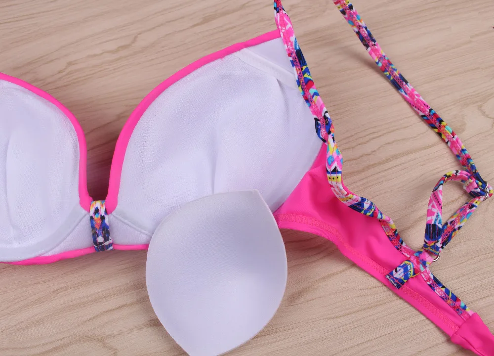 Женский винтажный купальник бикини пуш-ап с подкладкой бразильский тропический