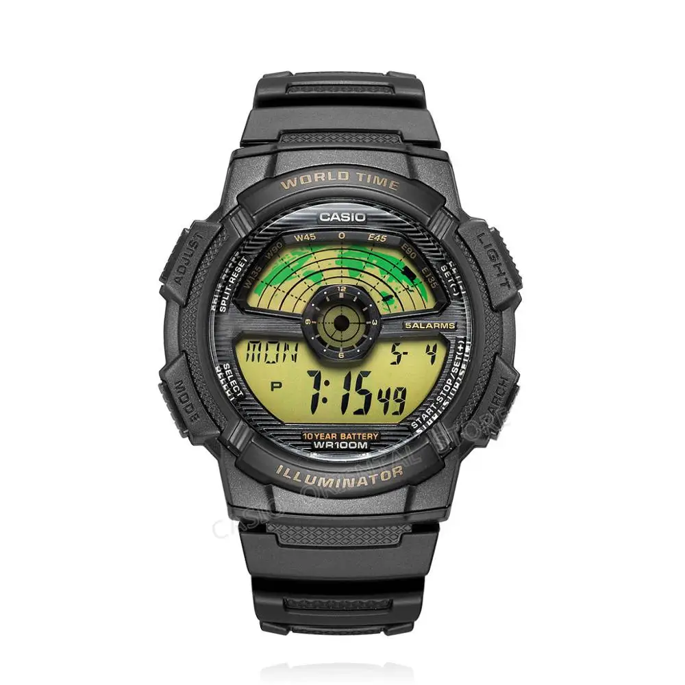 CASIO Watch AE-1100W-1A Цифровой Мужчины Лучшие Продажи Силиконовый Ремешок Мужчины Спортивные Часы Водонепроницаемые Relogio Masculino Плавать Вселенной Время - Цвет: AE-1100W-1B