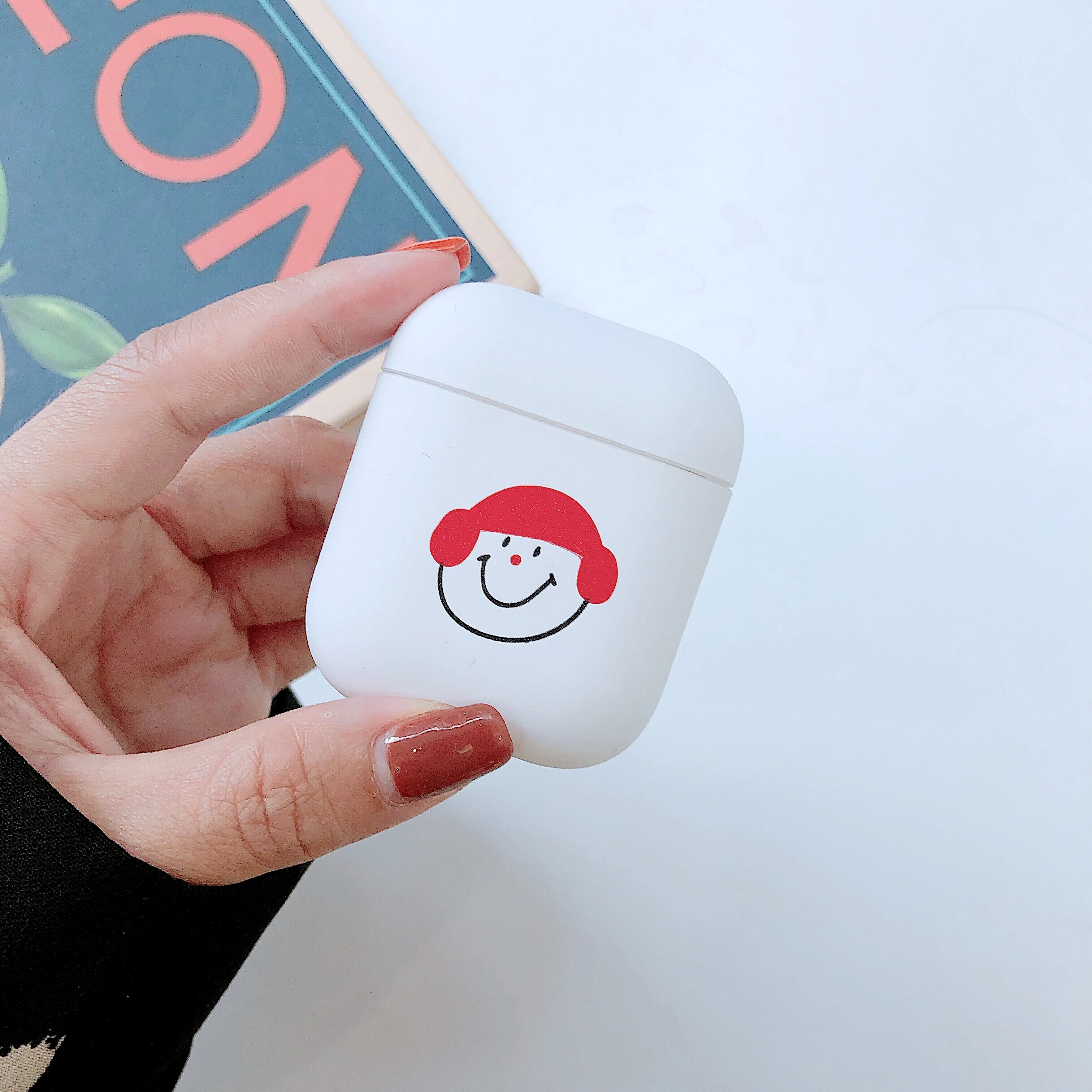 Милый простой мультяшный чехол с улыбкой для Airpods Жесткий ПК беспроводной Bluetooth