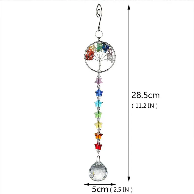 H& D Дерево жизни хрустальный шар-Призма Suncatcher Радуга производитель люстра Декор чакра окно сад подвесной кулон орнамент