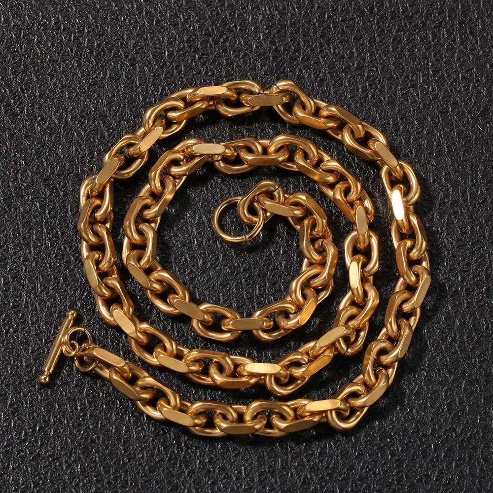 

Цвета: золотистый, серебристый Цвет 316L из нержавеющей стали сшивки цепочка на шею для мужчин в стиле хип хоп рок ювелирные изделия 24 дюймов