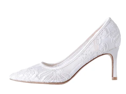 7cm White B Свадебные туфли с цветами; дизайн; брендовые туфли-лодочки; сезон лето; элегантные женские свадебные туфли с кружевом; вечерние туфли на высоком каблуке - Цвет: 7cm White B