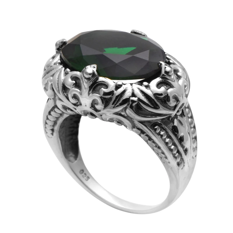 Женское кольцо из серебра 925 пробы с зеленым изумрудом|ring fashion|ring forrings for women |