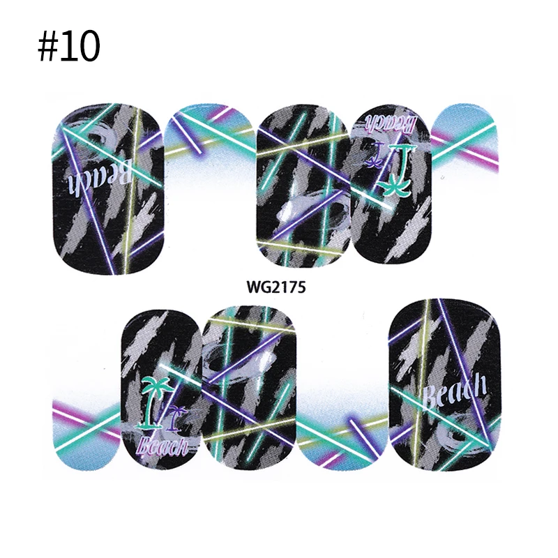 Pattern 10 Водные Наклейки для ногтей переводные наклейки цветок Звезда Луна полоса дизайн ногтей маникюр переводки для УФ гель-лака - Цвет: Pattern 10