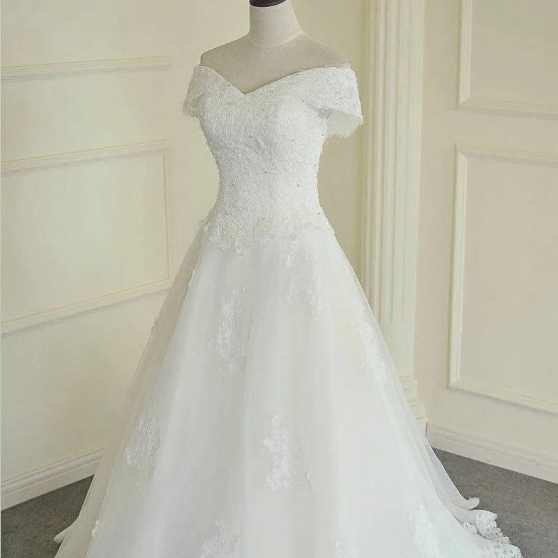 BANVASAC 2018 кружевное свадебное платье-трапеция с вырезом лодочкой и коротким