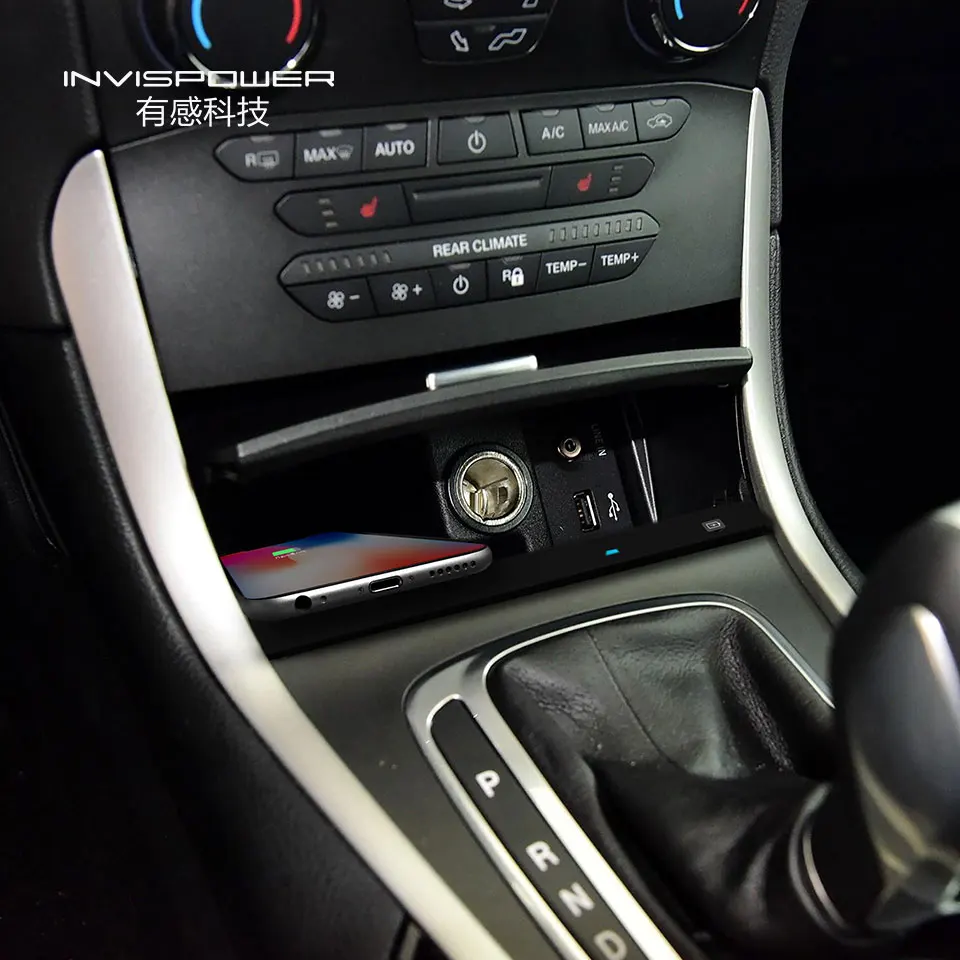 Автомобильное беспроводное зарядное устройство для Ford Edge 2018 Qi сертифицированная