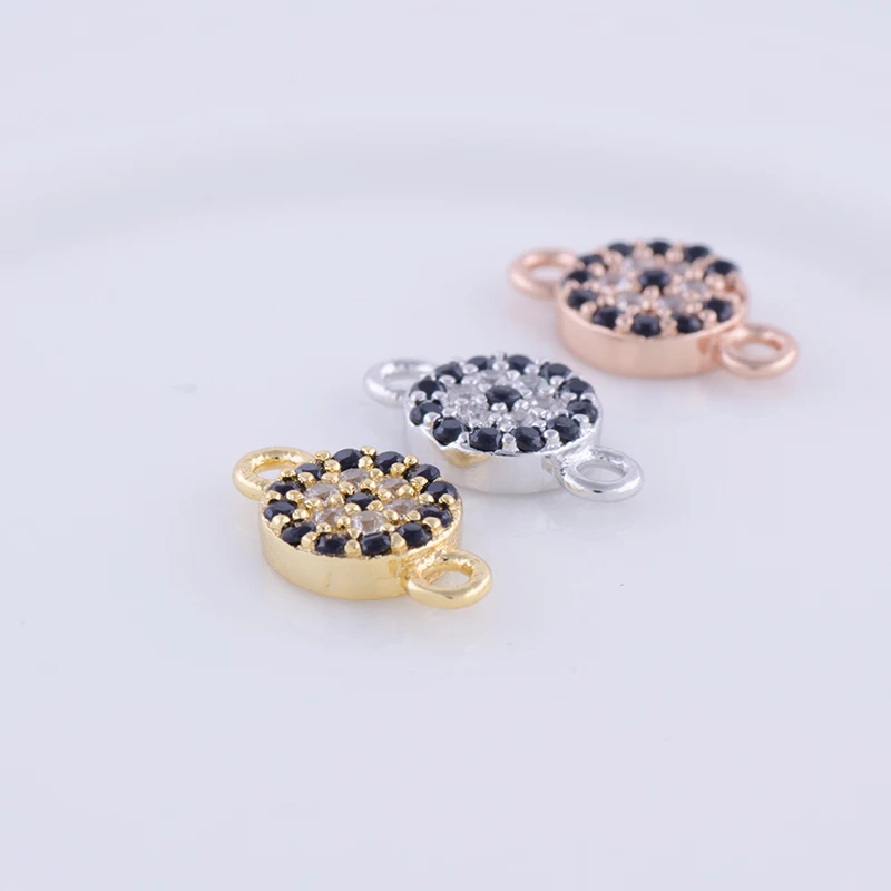 

1PCs Black/Blue Zircon Copper Evil Eye Connector Charms 11*7mm Connectors For Jewelry Making Charm Pendant For Bracelet Necklace