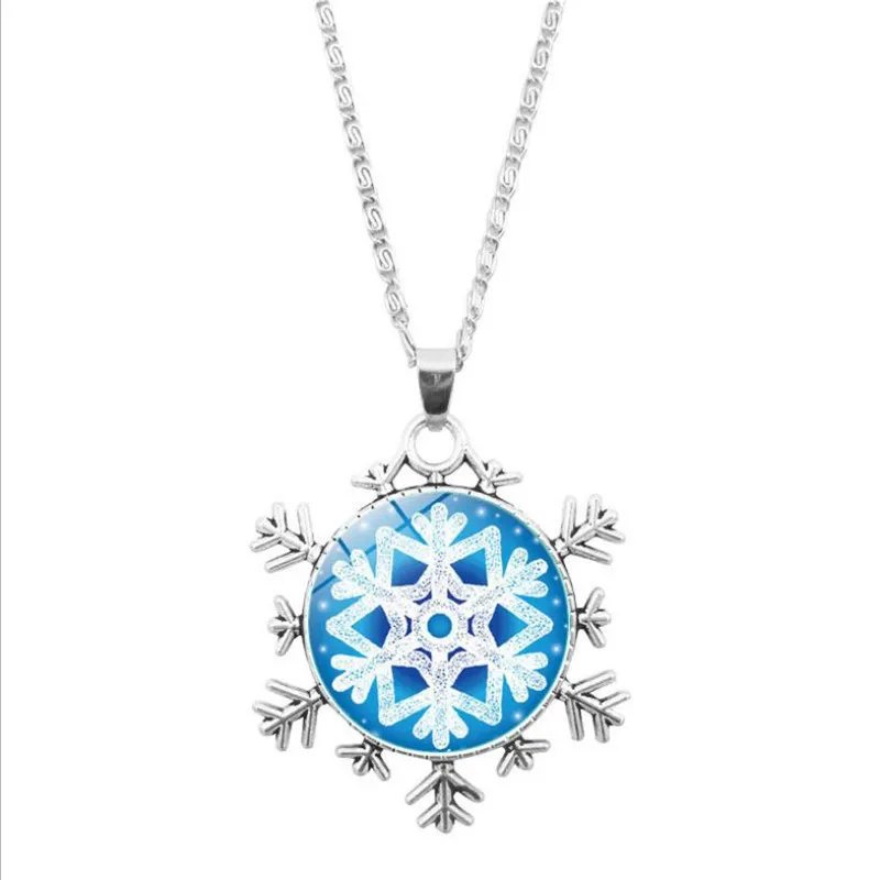 DoreenBeads Кулоны ожерелье Рождество Снежинка стекло время с драгоценным камнем
